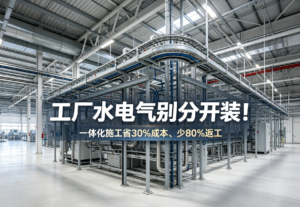 工厂水电气别分开装!一体化施工省30%成本、少80%返工
